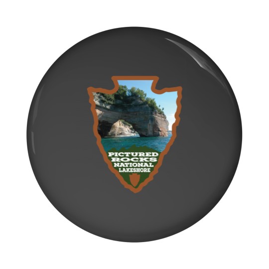 Discover Pictured Rocks National Lakeshore arrowhead Pin Buttons
