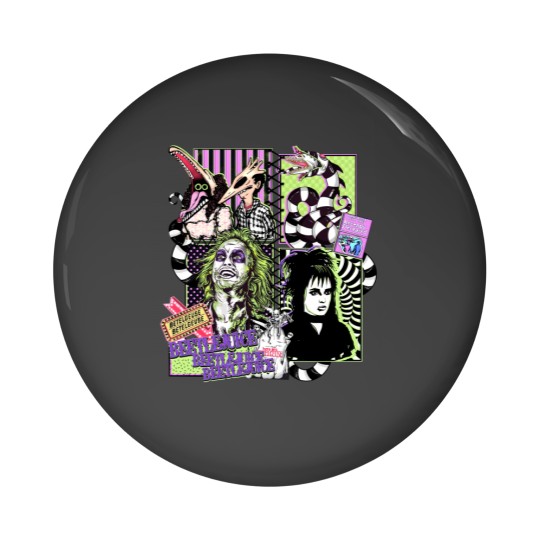 Discover Beetlejuice, Never trust the living Pin Buttons, Beetlejuice 1988 Movie Pin Buttons