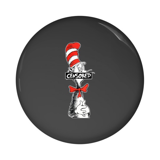 Discover Seuss Geisel  CENSORED Cat in stovepipe hat Pin Buttons