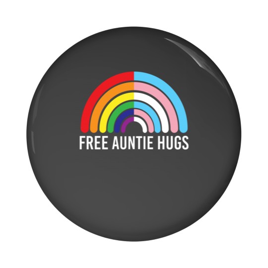 Discover Free Auntie Hugs Rainbow Transgender Flag LGBTQ Gay Pride Pin Buttons