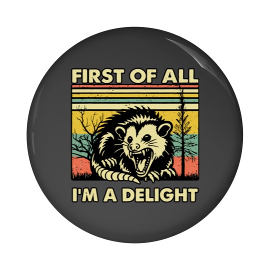 Discover Funny Opossum Pin Buttons Angry Opossum Pin Buttons, First Of All I'm A Delight