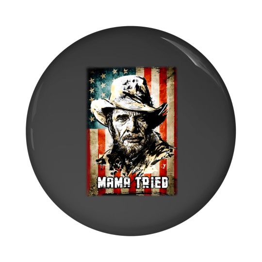 Discover Vintage Merle Haggard Mama Tried Black Pin Buttons