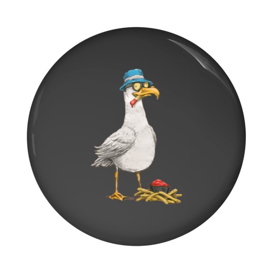 Discover Seagull with fries Pin Buttons