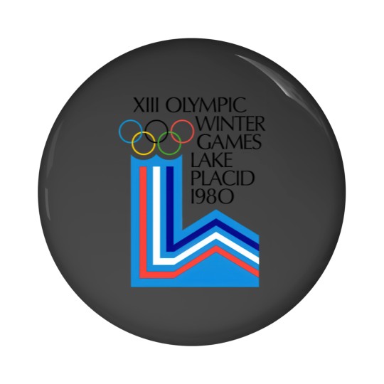 Discover Lake Placid 1980 Winter Olympics Men's Grey Pin Buttons Size S-5XL