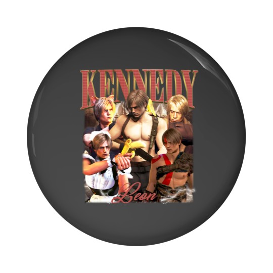Discover Leon Kennedy Funny Vintage Pin Buttons, Leon Kennedy Meme Resident Evil 4 6 Vintage Pin Buttons