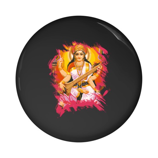 Discover Saraswati Hindu Goddess Pin Buttons