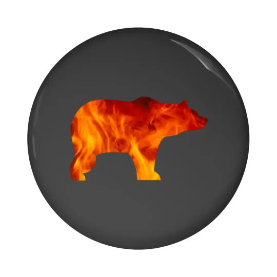 Discover bear burning Pin Buttons