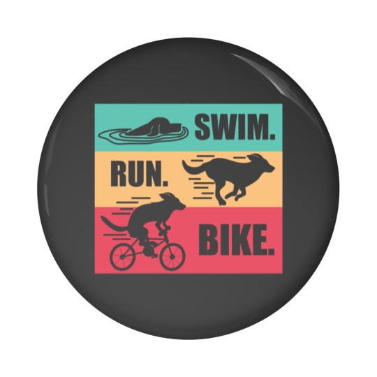 Discover Dog Swim Run Bike Pin Buttons