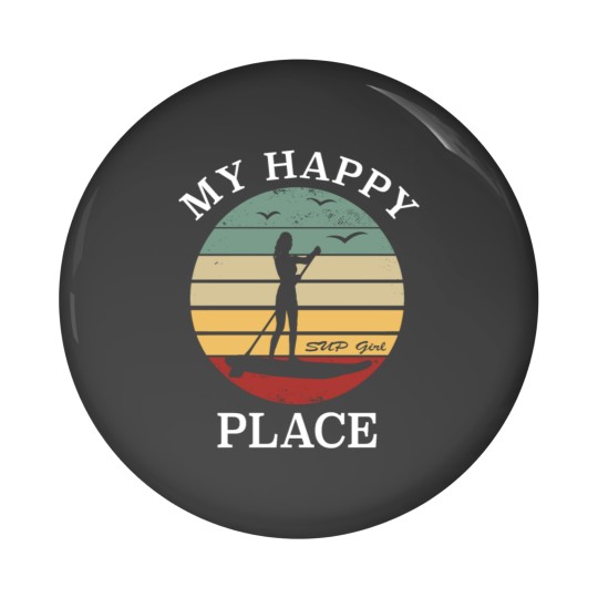 Discover Stand Up Paddle - SUP Girl - My Happy Place Sunset Pin Buttons