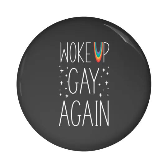 Discover LGBT Pride Rainbow Woke Up Gay Again Stars Pin Buttons
