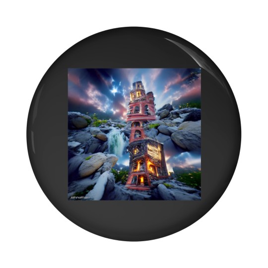 Discover TOWER BETWEEN WORLDS ORIGINAL DIGITAL AI GENERATED Pin Buttons