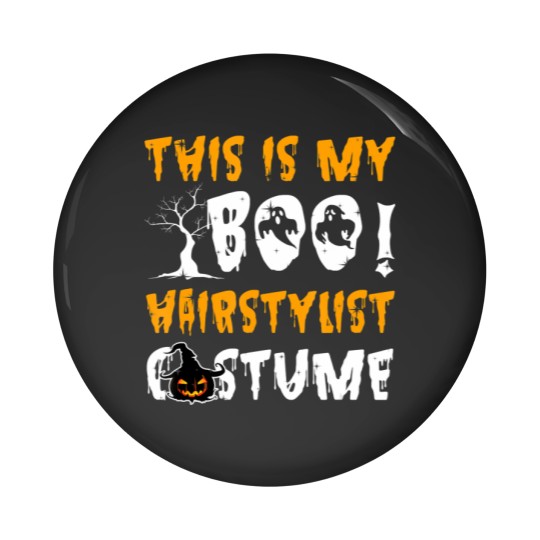 Discover Funny Barber | This Is My Boo Hairstylist Costume Sweat Pin Buttons