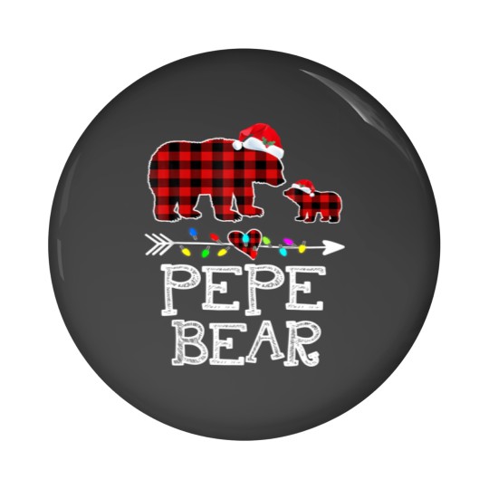 Discover Red Plaid Pepe Bear Pin Buttons