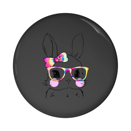 Discover Cute Bunny Rabbit Face Tie Dye Glasses Girl Happy Pin Buttons