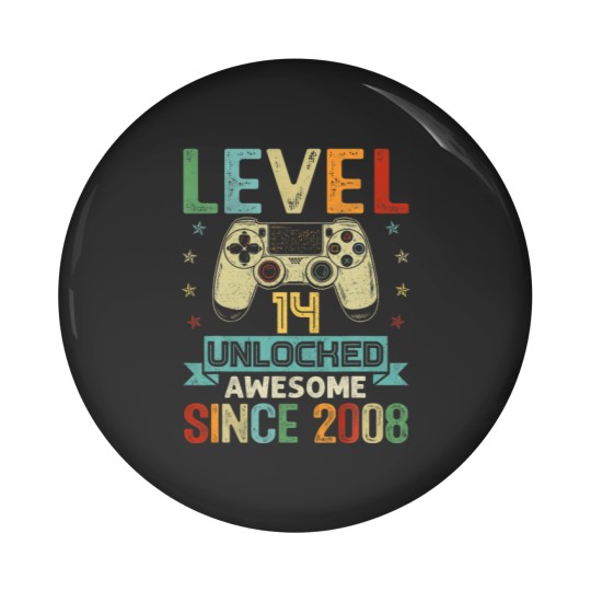 Discover Level 14 Unlocked Awesome Since 2008 Video Game 14 Pin Buttons