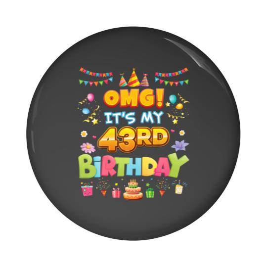 Discover OMG It's My 43Rd Birthday 43 Years Old Hat Cake Ha Pin Buttons