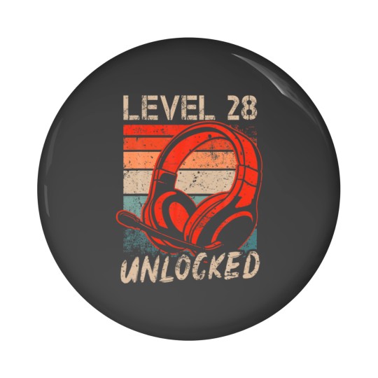 Discover Level 28 Unlocked Video Gamer Lovers 28Th Birthday Pin Buttons