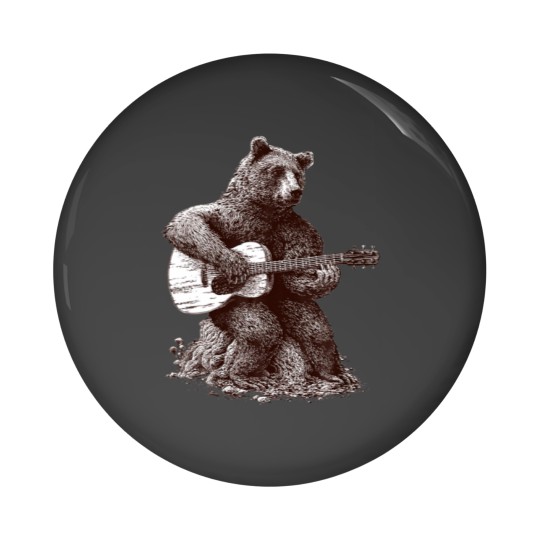 Discover Guitar Player GUITARIST Bear Funny Pin Buttons