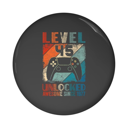 Discover Vintage Level 45 Unlocked Video Gamer Awesome Sinc Pin Buttons