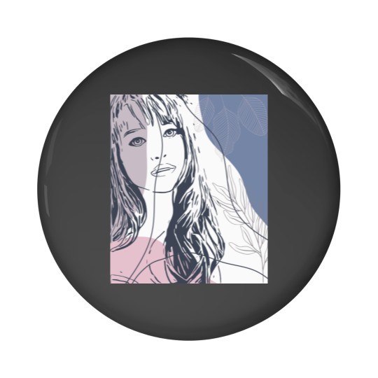 Discover Portrait sketch, tropical plants colorful shapes Pin Buttons