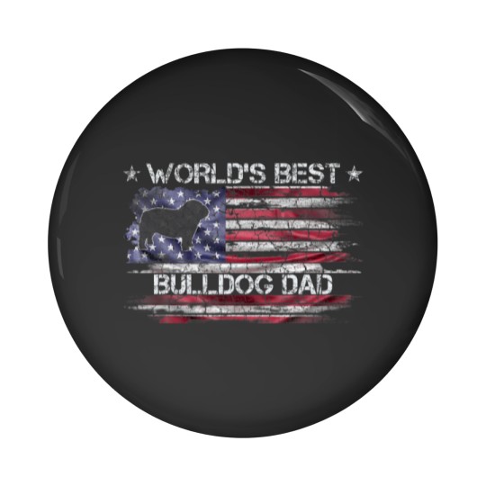 Discover Vintage USA Flag World's Best English Bulldog Pin Buttons
