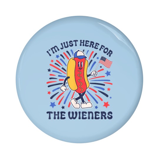 Discover I'm Just Here For The Wieners 4th of July Funny Hotdog Flag Pin Buttons
