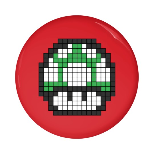 Discover 8Bit - Green Mushroom 1Up Pin Buttons