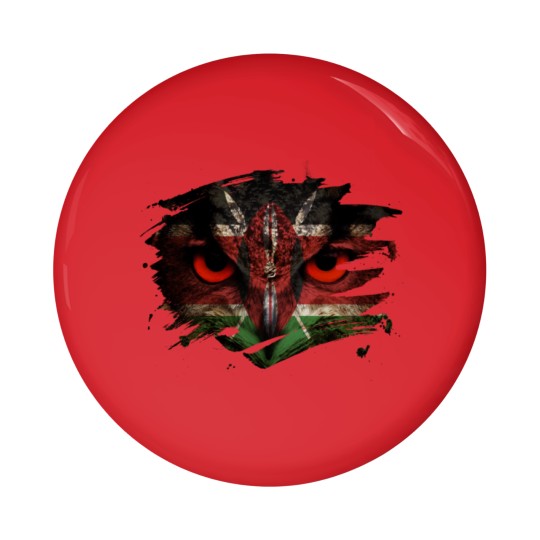 Discover Kenya Flag and Menacing Owl Pin Buttons
