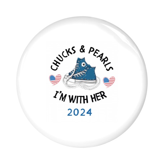 Discover Kamala Harris 2024 - Chucks and Pearls Pin Button