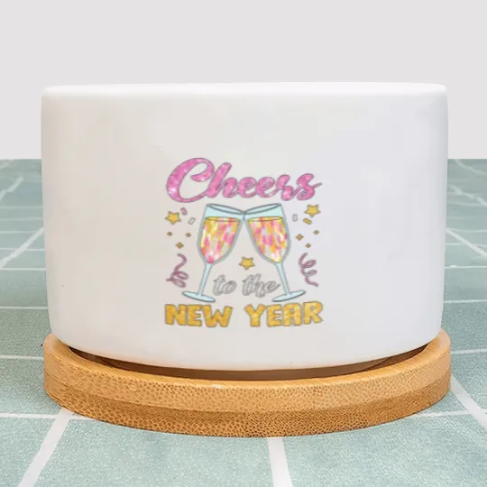 Discover New Year 2025 Plant Pots, Cheers to the New Year, Retro New Years Plant Pots