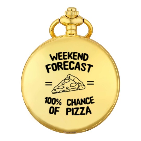 Discover Weekend Forecast 100% Chance of Pizza Pocket Watches