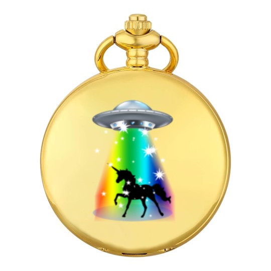 Discover Unicorn Rainbow UFO Alien Pony Space Travel Fable Pocket Watches