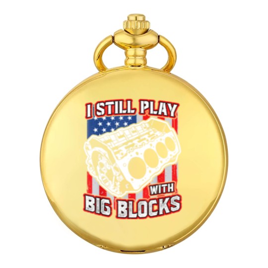 Discover I still play with big blocks - Car Mechanic Enthusiast Gear Pocket Watches