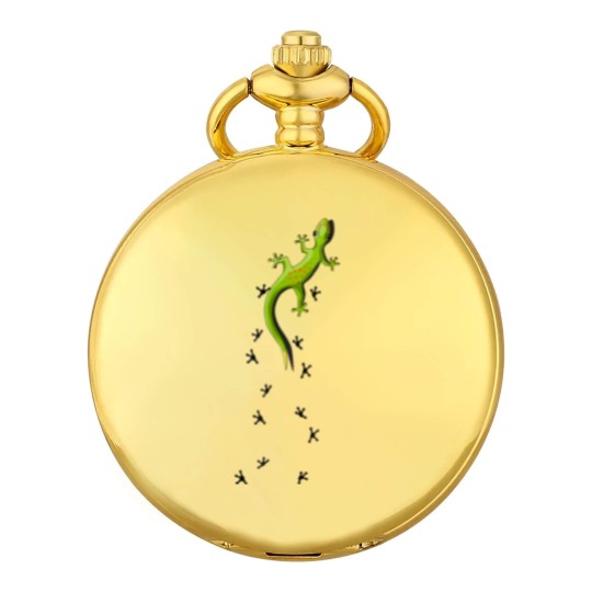 Discover Cute Lizard Reptile With Tracks Climbing Gecko Pocket Watches