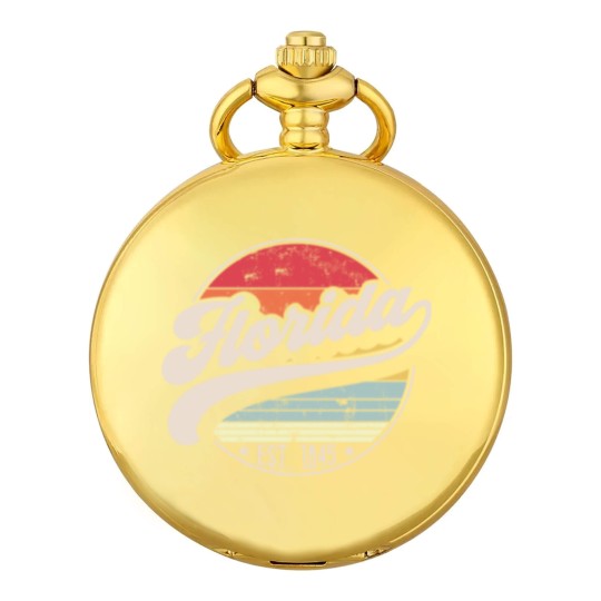 Discover Retro Florida Home State FL Cool 70s Style Sunset Pocket Watches