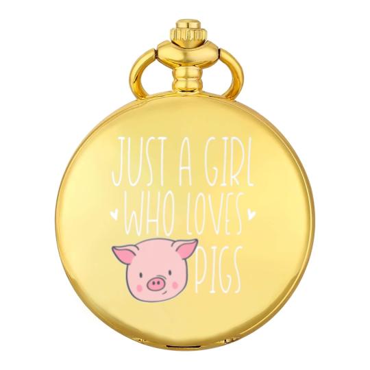 Discover Cute Just Girl Who Loves Pigs Funny Farm Animal Pocket Watches