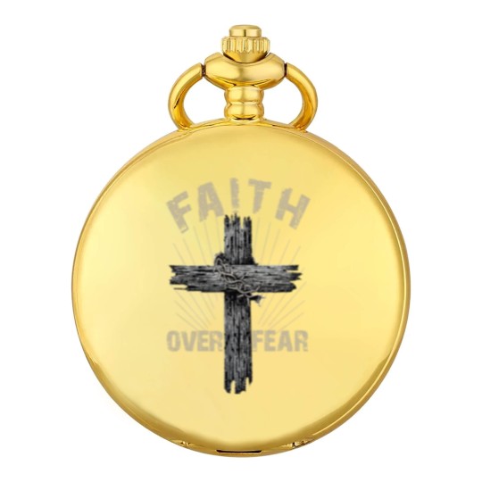 Discover Jesus Christ Cross Faith Over Fear Quote Saying Christian Pocket Watches