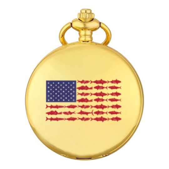 Discover Vintage USA Fish American Flag Pocket Watches Fishing Gifts ABS001
