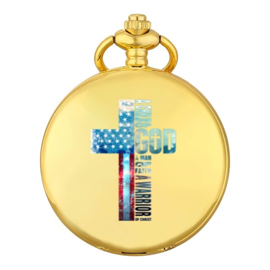Discover Faith Cross American Flag Pocket Watches Christ Jesus Religious Pocket Watches