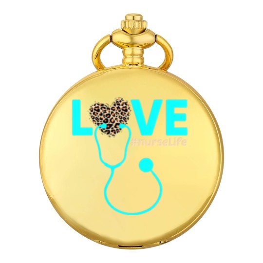 Discover Nurse Life RN LPN CNA Healthcare Cheetah Heart Pocket Watches