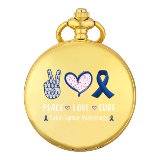 Discover Love Colon Pocket Watches Peace Love cure Colon cancer awareness