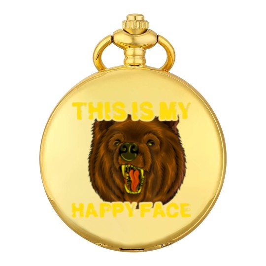 Discover This Is My Happy Face Funny Grizzly Bear Pocket Watches
