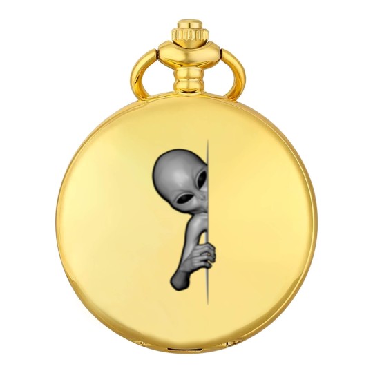 Discover Grey Alien Peeking - Zeta Reticuli Ufonaut - UFO Abduction Pocket Watches