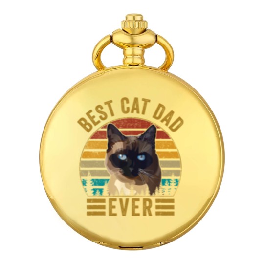 Discover Retro Vintage Best Cat Dad Ever Fathers day Siamese Cat Pocket Watches