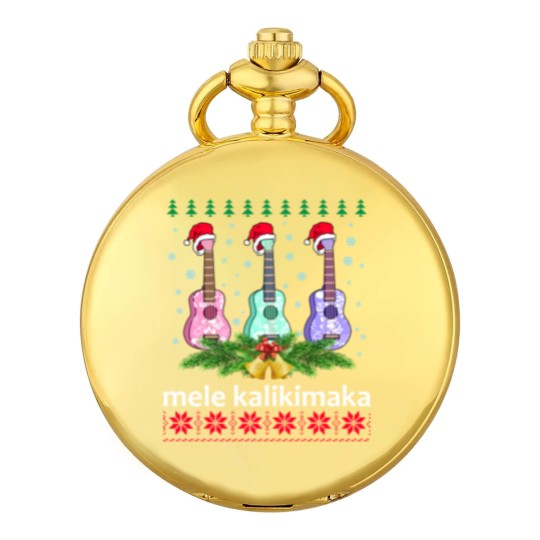 Discover Mele Kalikimaka Pocket Watches Ukulele Guitar Hawaii Christmas Pocket Watches
