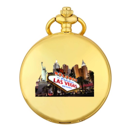 Discover Las Vegas Famous Sign Strip Building Skyline Souvenir Gift Pocket Watches