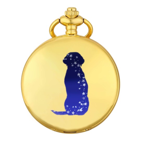Discover Cosmic dog silhouette in blue with stars Pocket Watches
