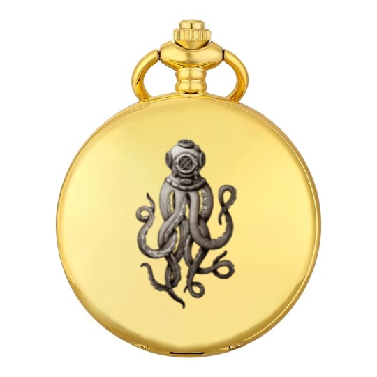 Discover Retro Fashion SCUBA Diver Weird Killer Octopus Pocket Watches