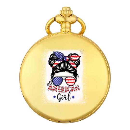Discover All American Girl Bleached Pocket Watches Patriotic July 4th Pocket Watches