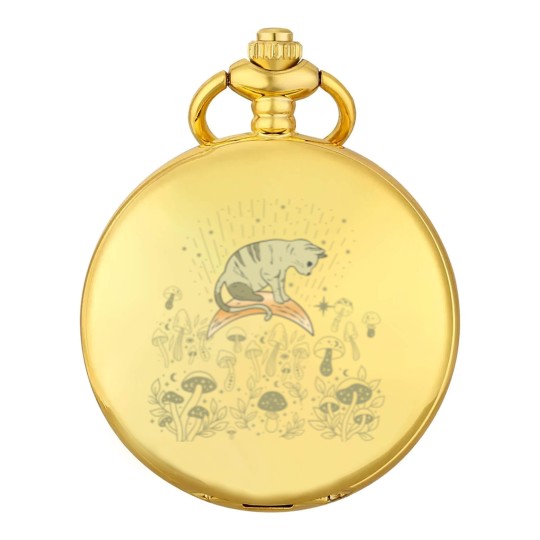 Discover Cottagecore Celestial Boho Mystical Mushrooms Moon Cat Pocket Watches